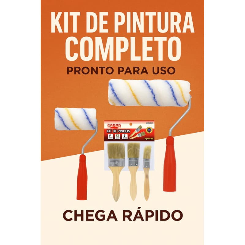 Kit de Pintura Completo 2 Rolos de 4” e 10” + 3 Pincéis  Parede e Reforma ou individuais