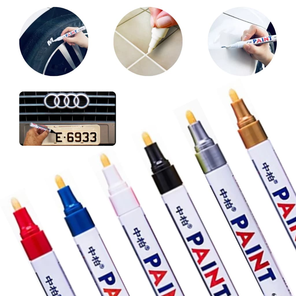 Caneta Paint Original Reparadora Pintura Automotiva Permanente Tira Riscos Carro Moto Retoque de Placa Tênis Pneus ANJIN