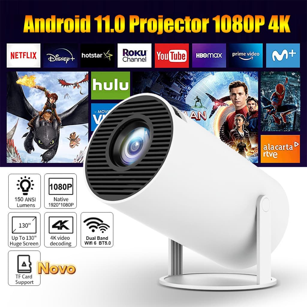 Mini Projetor Smart Portátil 4K Ultra HD Android com Wi-Fi The Freestyle