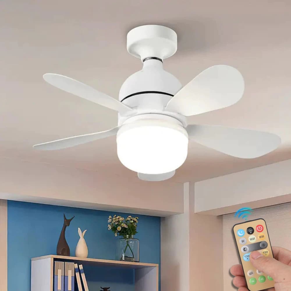 Ventilador de teto Com Luz para Pequenos Espaços (6 Hélices) Controle Remoto Bivolt LED 110V-220V