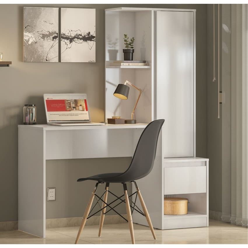 Escrivaninha Com Armário Office Morada Home Office Premium Para Quarto E Sala Moderna Desing Estudo