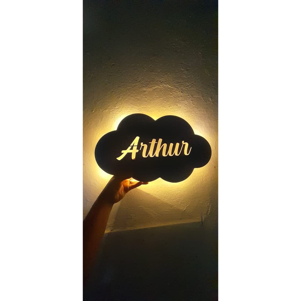 Luminária Nuvem Personalizada Com Nome / Abajur Personalizado / Nuvem Luminosa / Led / Infantil