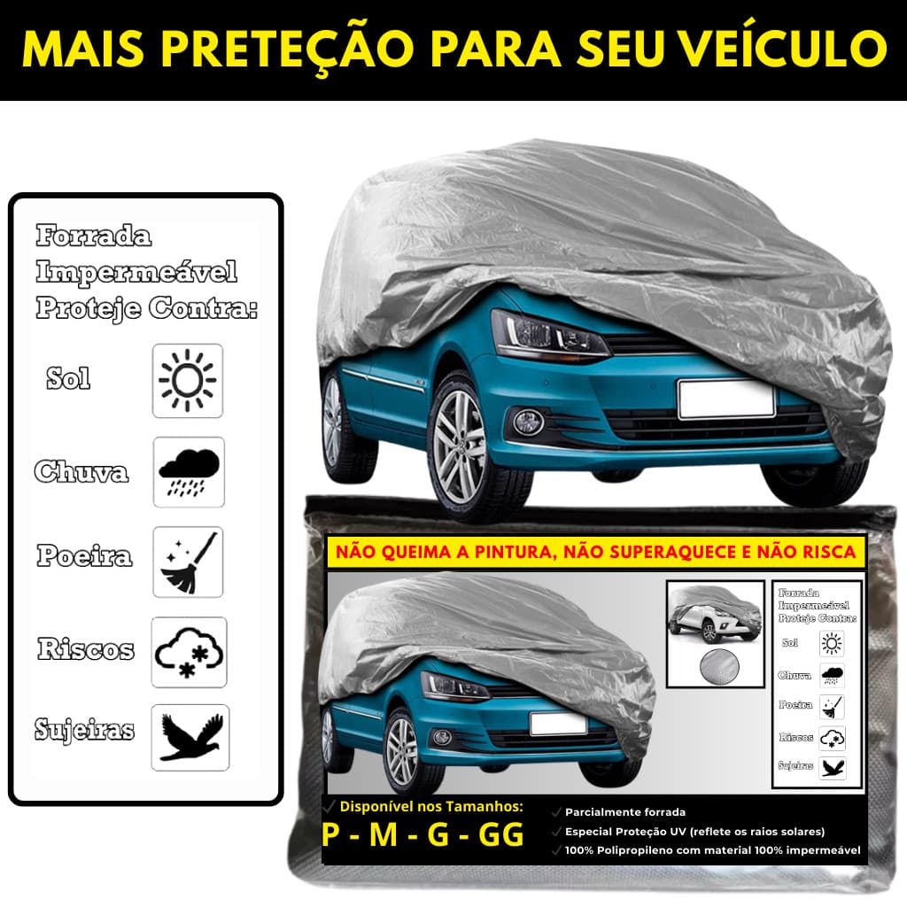 Capa para Cobrir Carro 100% Impermeável Contra Raios Solares Uv Chuva Geada Sol
