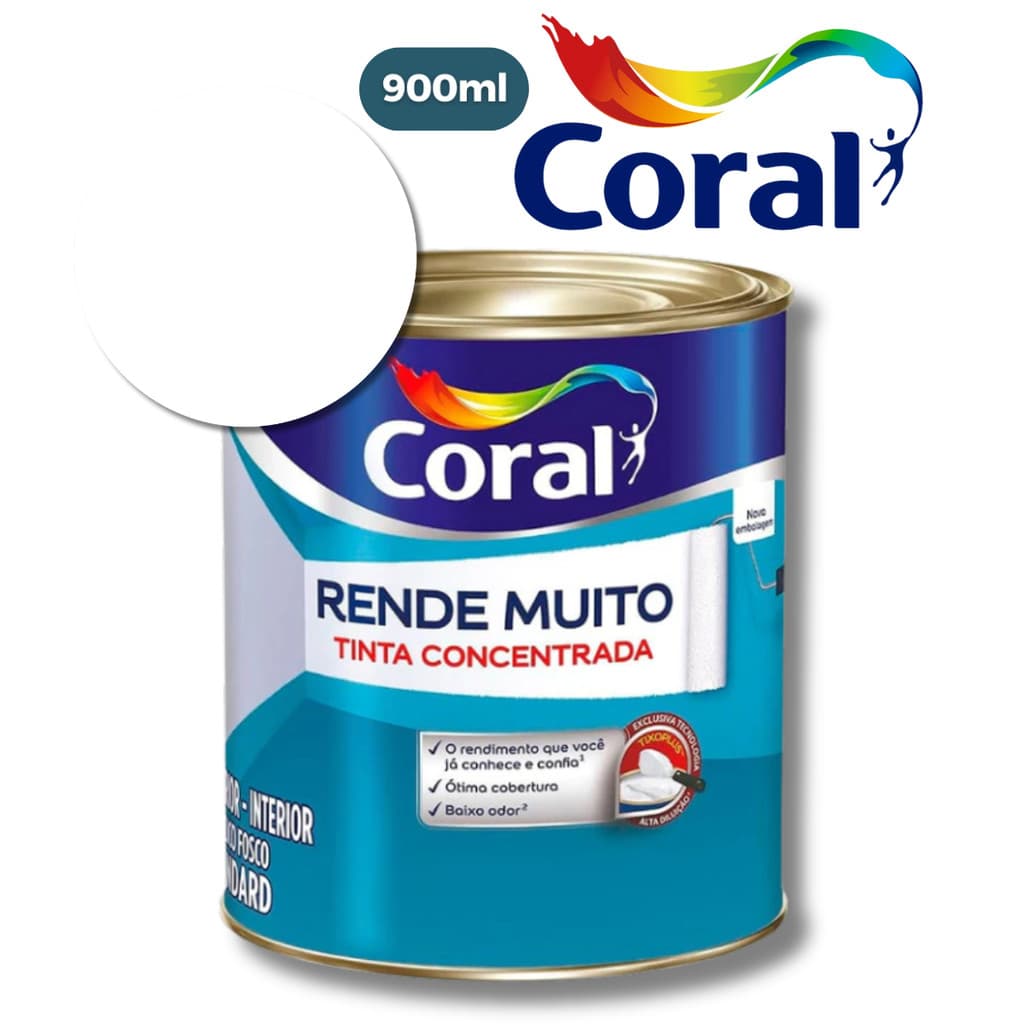 Tinta Branca Paredes e Tetos Coral Tinta Acrílica Rende Muito Tinta de Parede Externa/Interna 900ml