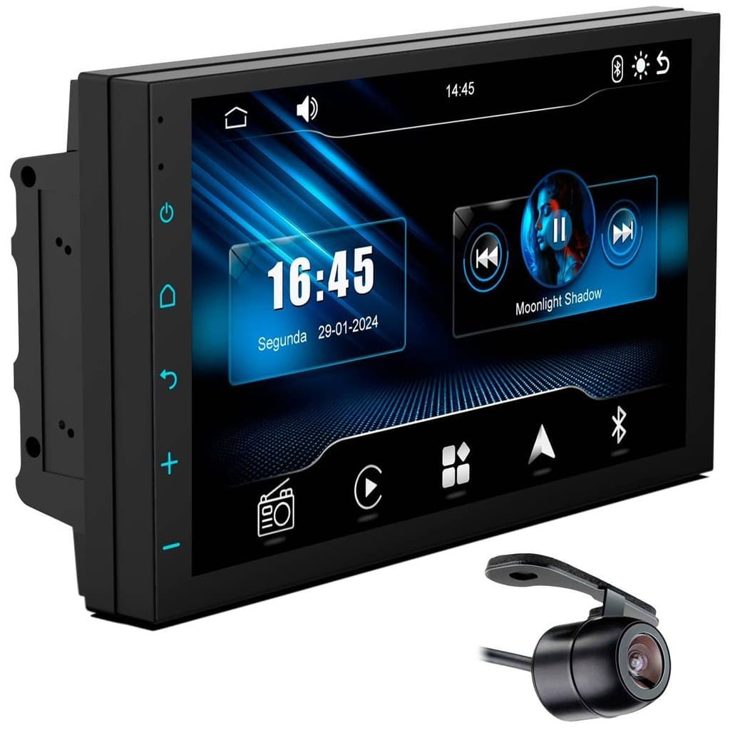 Central Multimídia 7" Carplay Android Auto Espelhamento Câmera de Ré WK70F