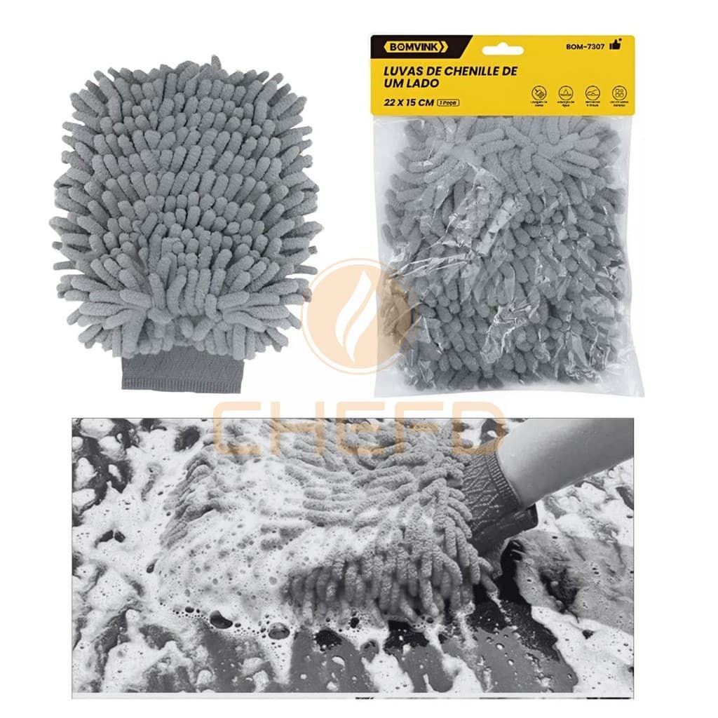 Esponja Automotiva com Luva de Malha Fina – Limpeza Delicada e Profunda 24 x 18 cm