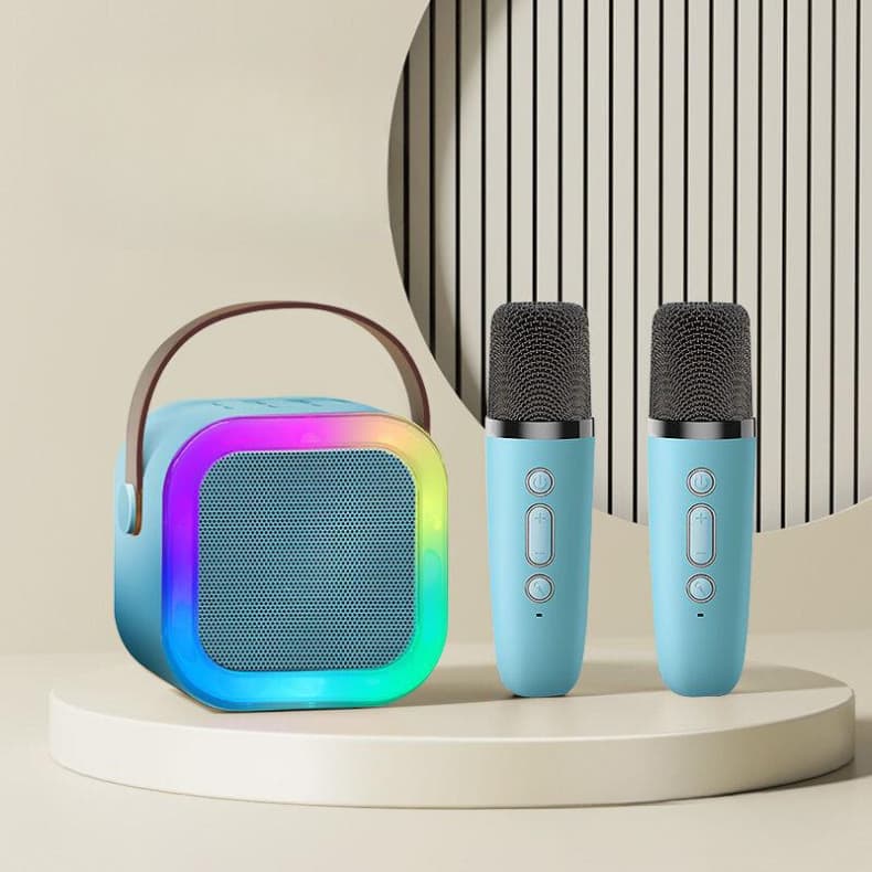 K12 Caixa de som sem fio com microfone Karaokê, Mini Alto-falante Bluetooth portátil de Karaoke com 1/2 Microfone