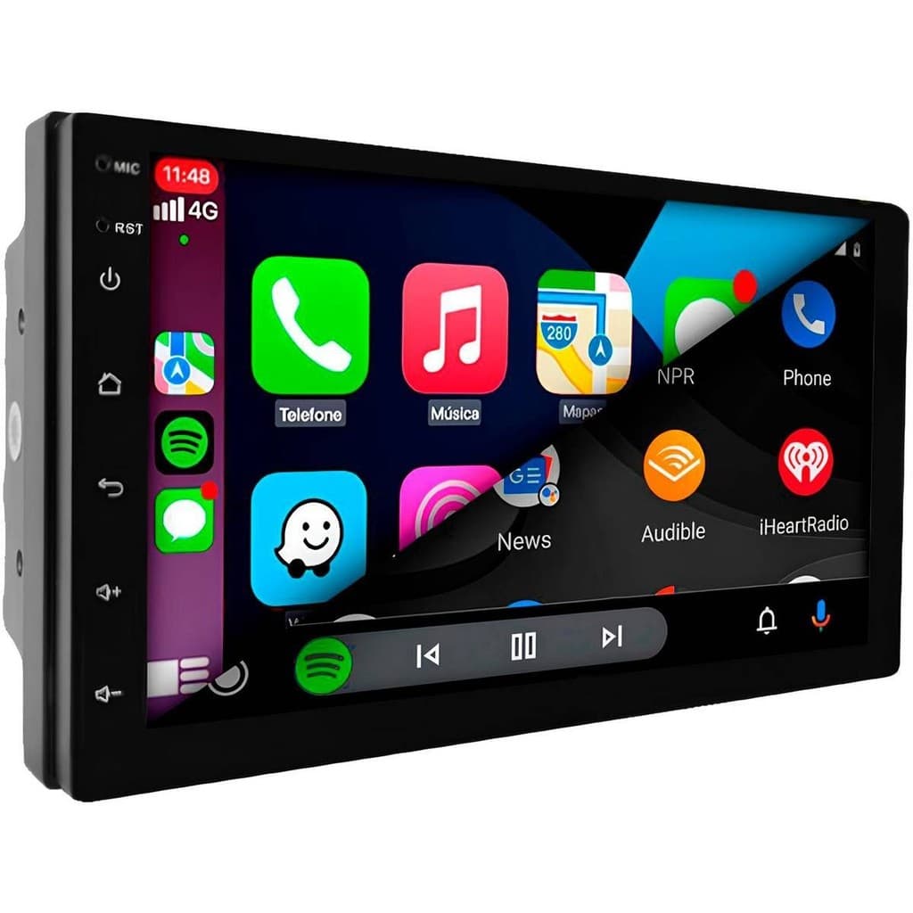 Central Multimidia 7pol IPS QuadCore 4GB 64GB Android Auto Carplay Espelhamento