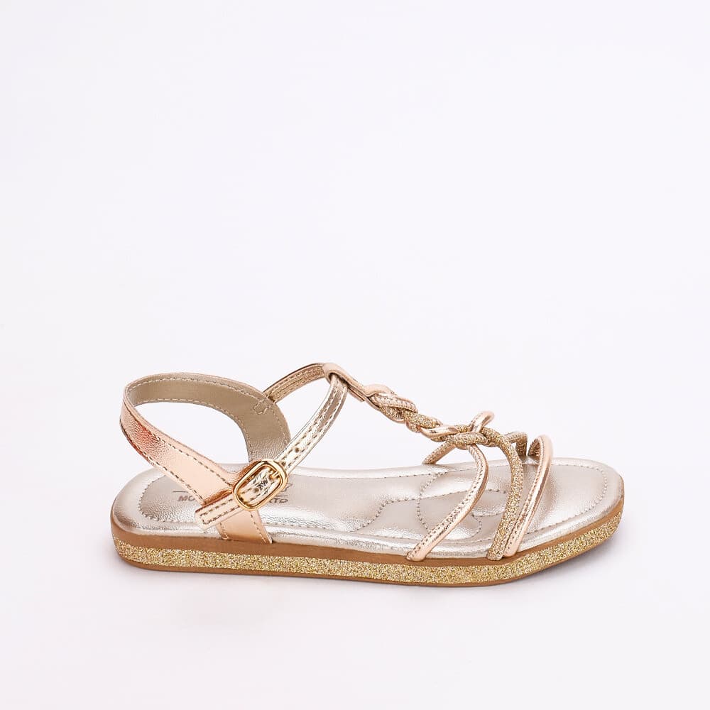 Sandália Infantil Menina Kidy Flat Com Brilho Material Leve Conforto Para Uso Diário Escolar Seguro