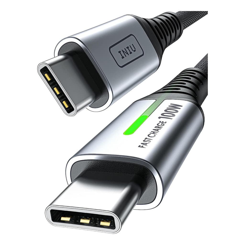 Cabo Carregador Turbo Usb + Usb-c Pd Led 100w 5a 1 Metro