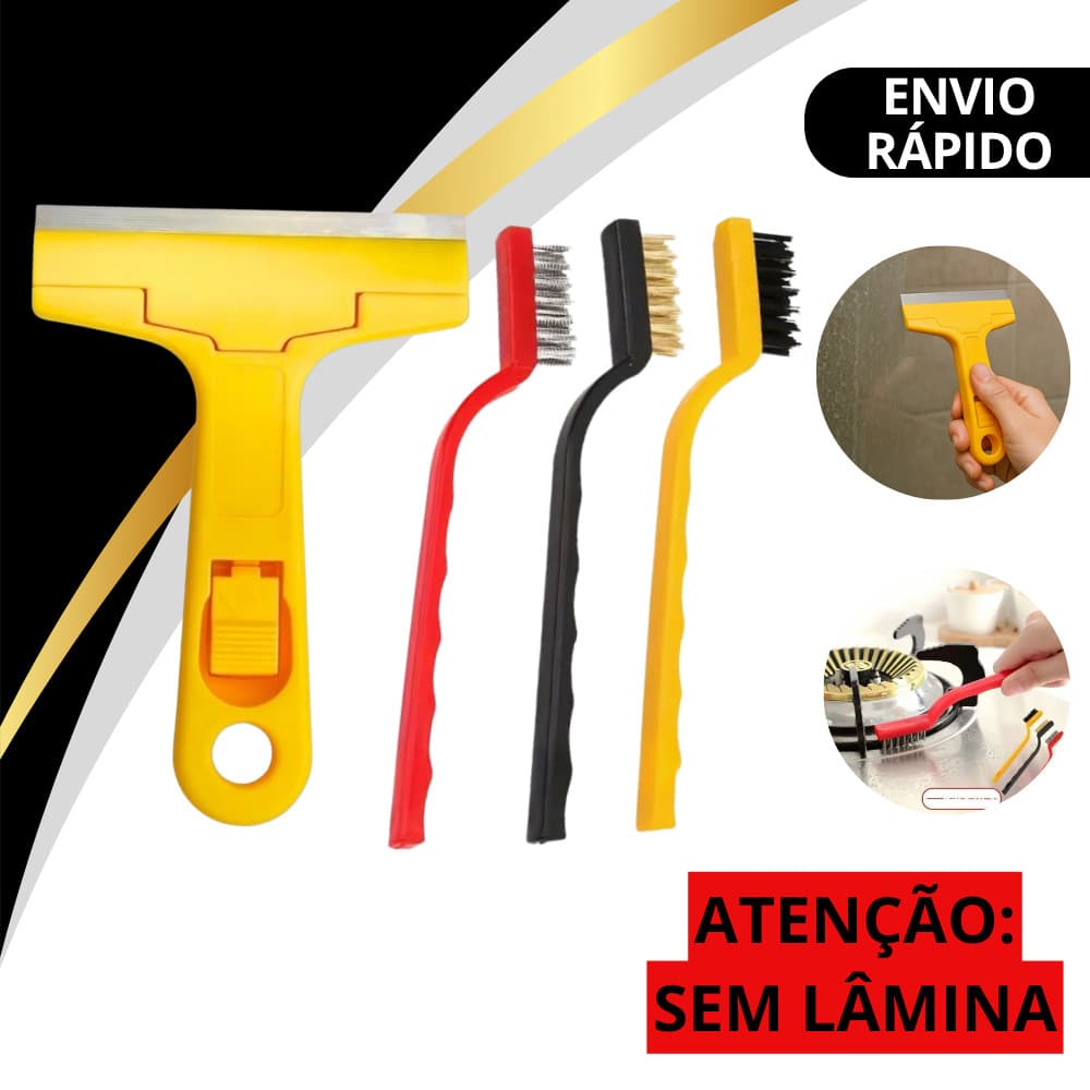 Escova de aco para limpeza Multiuso forno grelha fogão Aço Latão Nylon + Raspador para limpar Box Piso Vidro