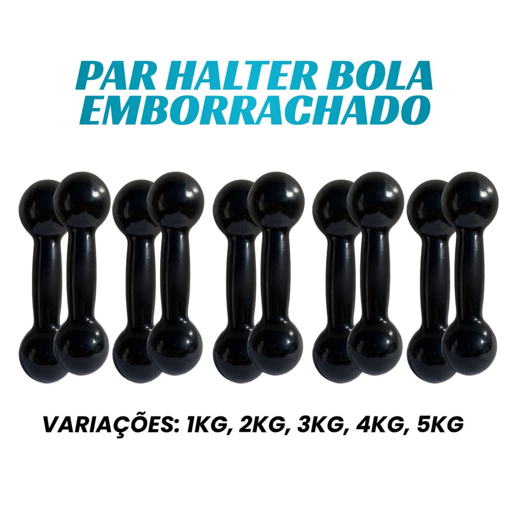 Par Halter Emborrachado 1kg a 5kg | Peso de Academia Musculação Halteres Fisioterapia Treino Em Casa