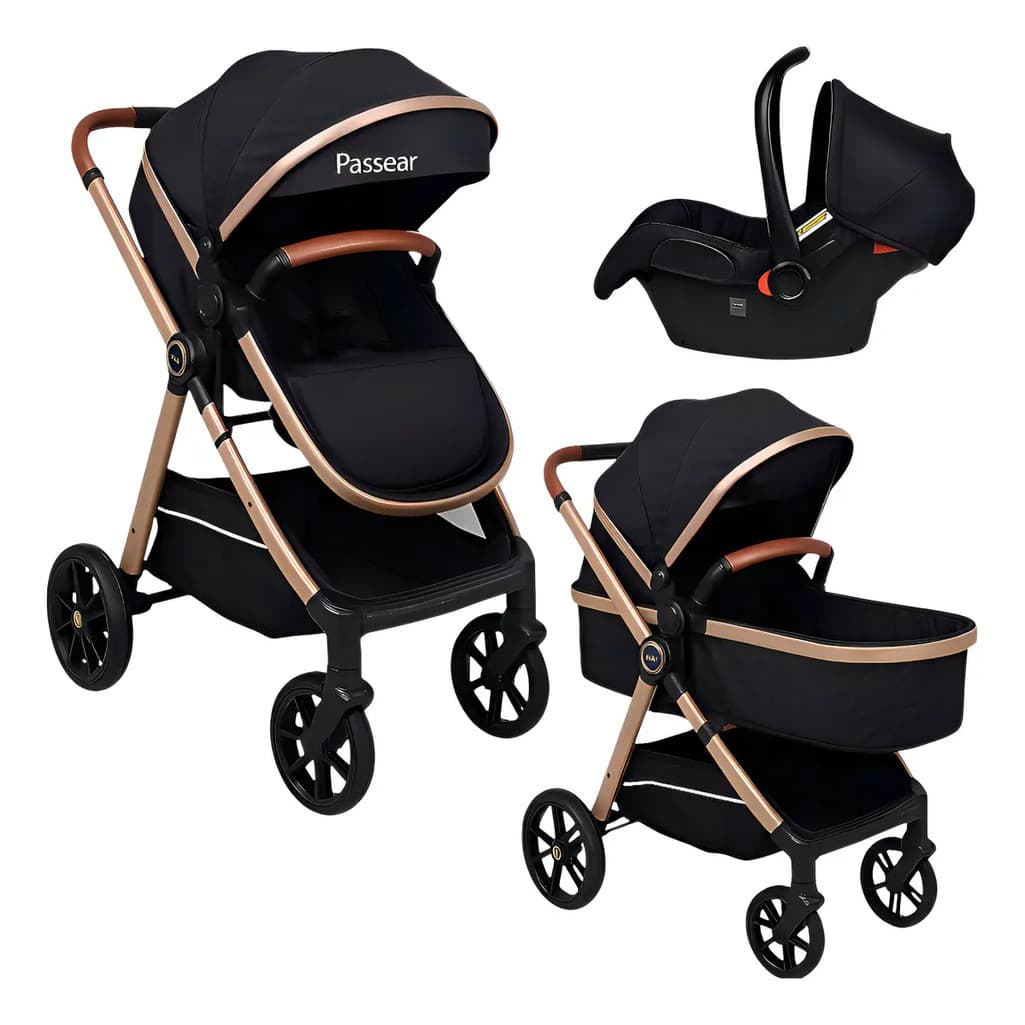 APOLO DUO CARRINHO DE BEBE 3 EM 1 + BEBE CONFORTO ACONCHEGO C/ ADAPT. PRETO LUXO  MULTIPLAS FUNÇOES