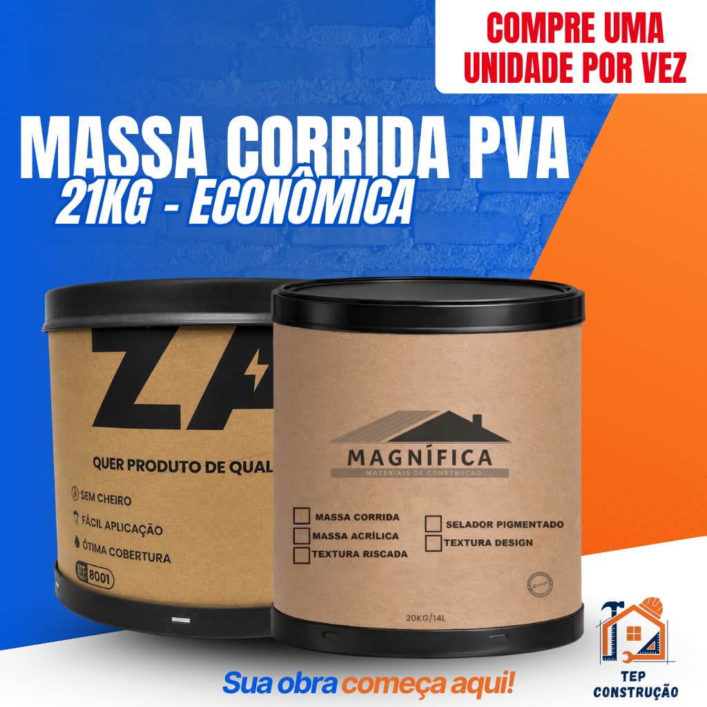 Massa Corrida PVA Interno Império 21kg Barrica Revestimento parede