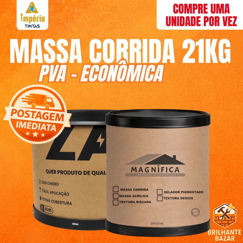 Massa corrida PVA Premium Imperio 21kg Interna interior Barrica Parede Reboco
