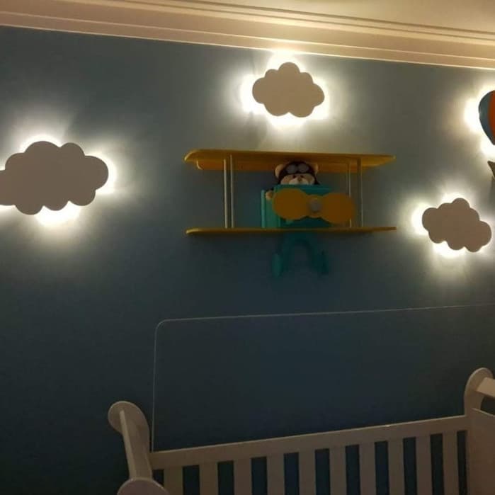 Abajur Sem Fio Trio de Nuvem com Luz Led Decoração Para Quarto de Bebê