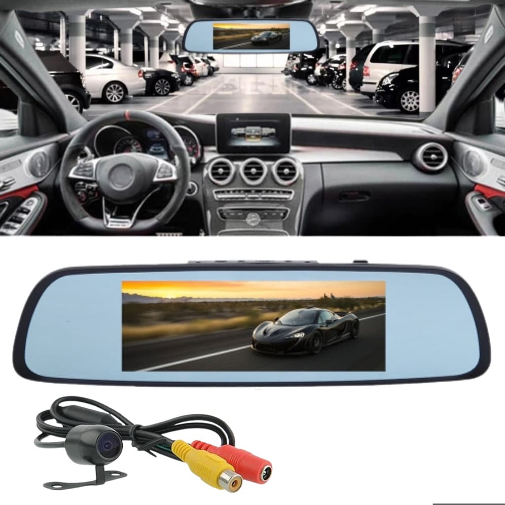 Espelho Retrovisor Lcd 4.3 Câmera Ré Led Noturna Embutir 12v