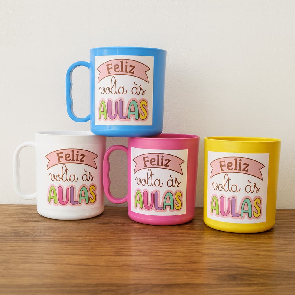 Kit 20 canecas promoção volta as aulas escolar creche lembrancinha brinde material escolar