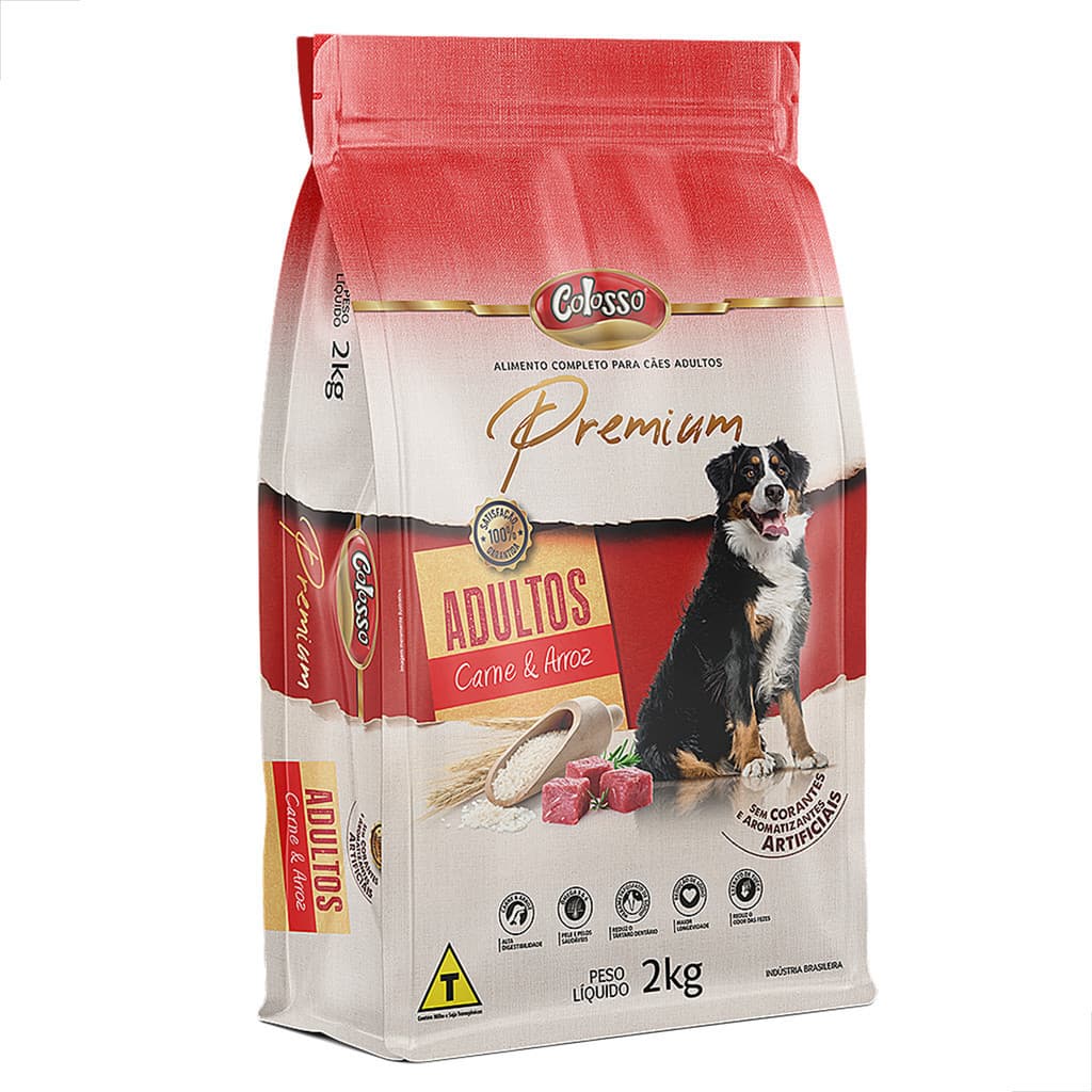Ração Colosso para Caes Adultos Premium Carne 2kg