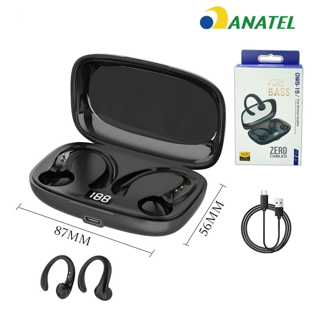 OWS-15 Fones De Ouvido Sem Fio Bluetooth Fone Com Microfones Alta Fidelidade Som Estéreo Toque Inteligente Esportes ming