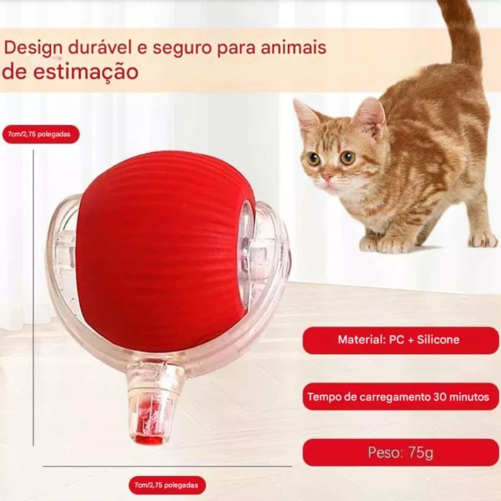Bolinha Inteligente Para Gatos Bola De Rolamento Automática Cauda Recarregável Elétrico