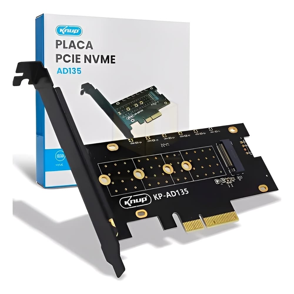 Adaptador PCIe para SSD NVMe M-Key M.2 para Placa de Vídeo PCI-e Compatível com Vários Tamanhos