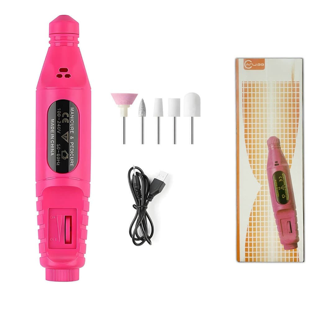 Kit Profissional de Lixadeira de Unhas Elétrica com Broca e Motor Bivolt para Manicure e Pedicure
