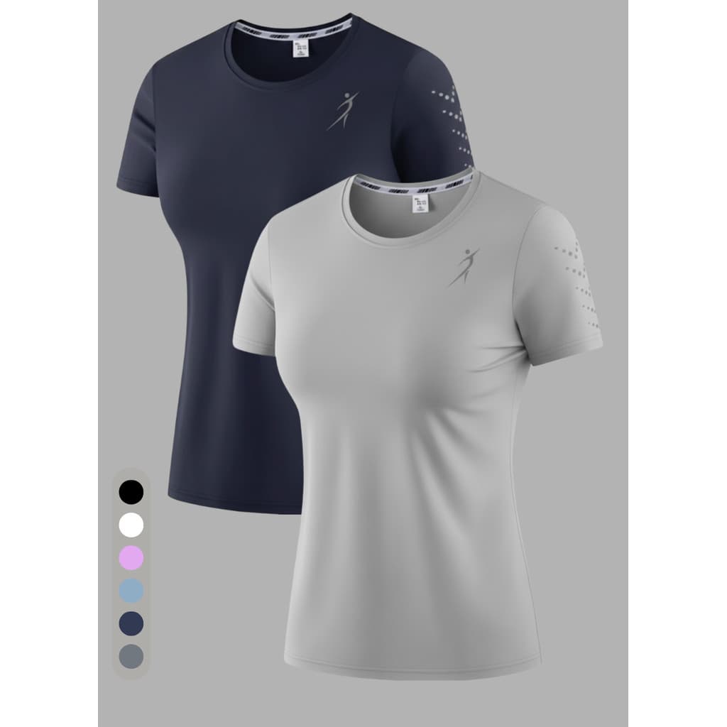 Kit 2 Camisetas Dry Fit Baby Look Feminina Academia Fitness Esportiva Caminhada Corrida Treino