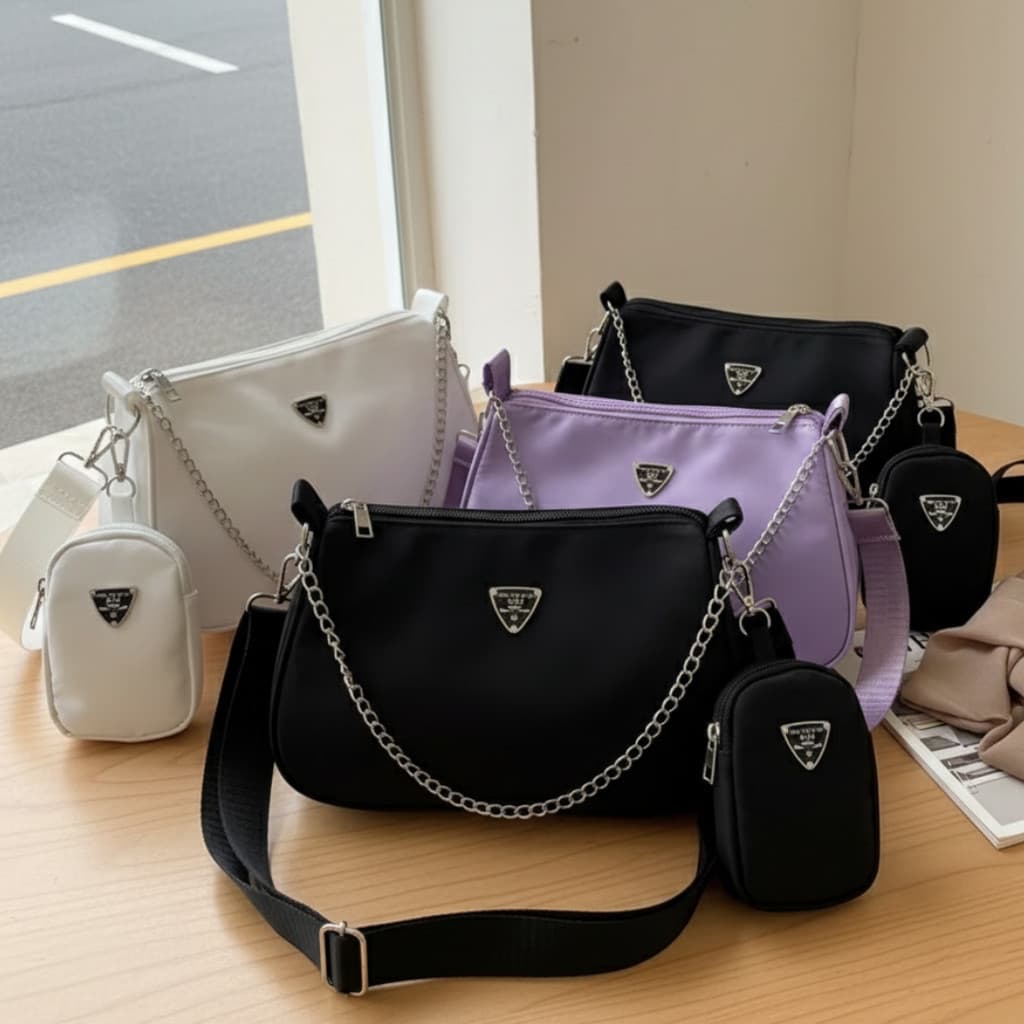 Bolsa Transversal de Ombro Nylon Estilo Minimalista