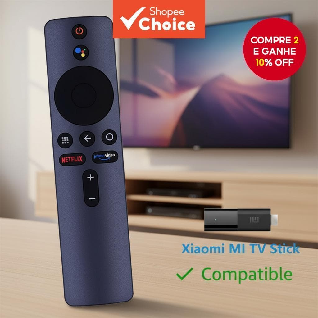  Xiaomi Mi TV Stick Mi Box 4K Controle Remoto Compatível com Bluetooth de Voz