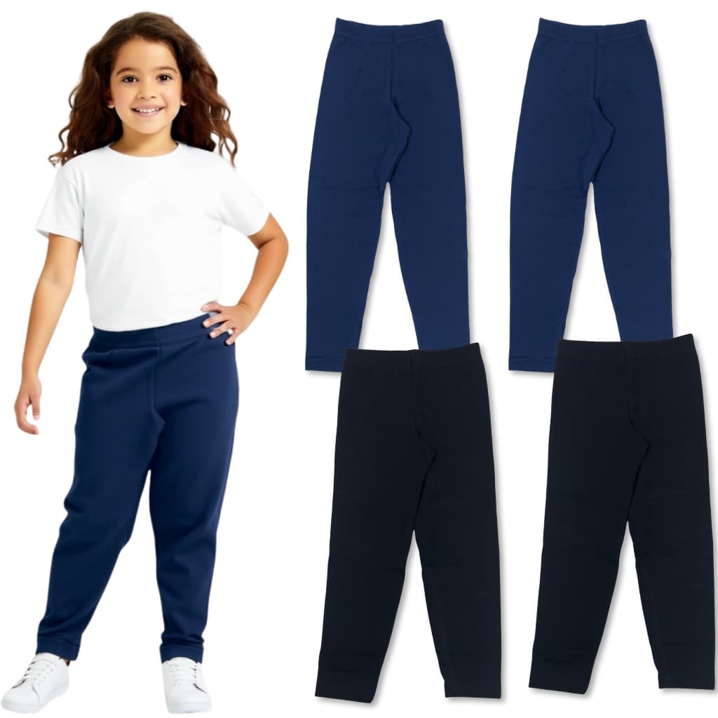 Kit 3 Calça Legging Infantil Menina Escolar Volta as Aulas Uniforme Qualquer Estação Calça Feminina
