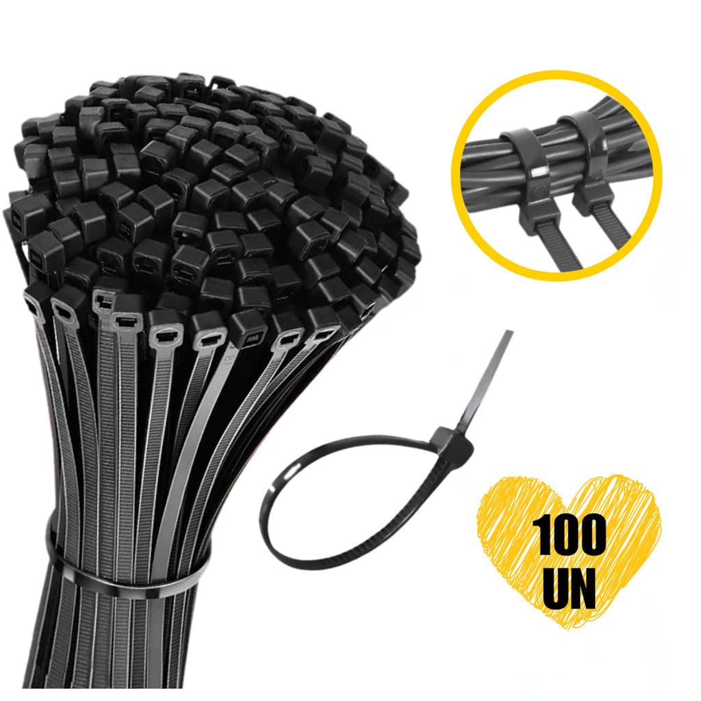 Kit 100 Abraçadeira de Nylon Enforca Gato Cinta Plástica Promoção 20cm - 25cm - 30cm