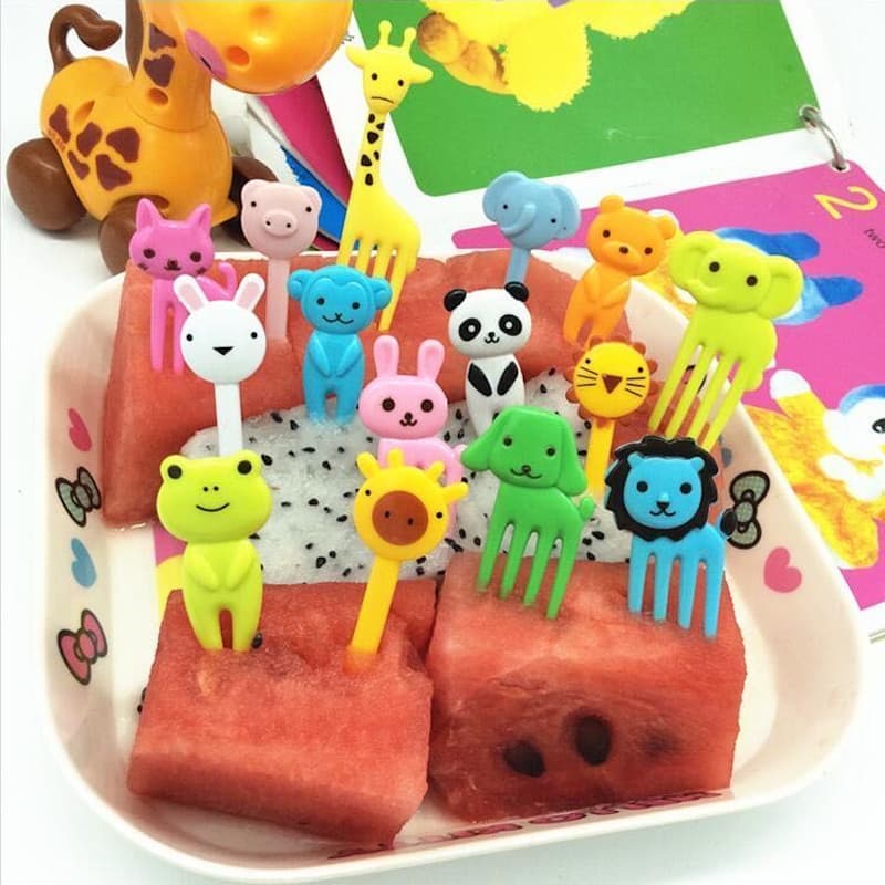 Kit 10/20/30 Garfinhos Decorados Infantil para Frutas e Petiscos – Reutilizáveis e Divertidos