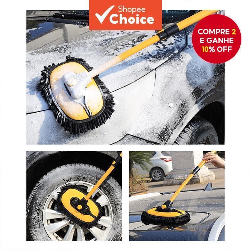Novo Escova de Limpeza de Carro Escova de Lavagem com Cabo Telescópico Mop de Limpeza Vassoura Chenille Acessórios para