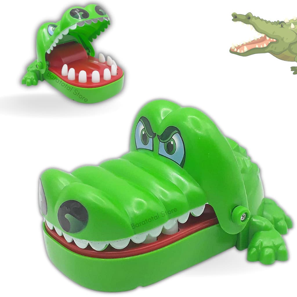 Brinquedo Crocodilo Dentista Verde Jacaré Jogo de Mesa Infantil Educativo
