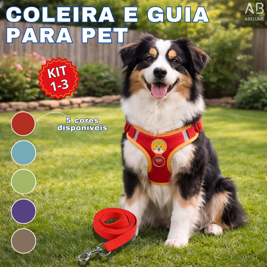Coleira De Peitoral Cachorro Com Guia Para Caes e Gatos De Estimação Ajustável Filhotes Colete