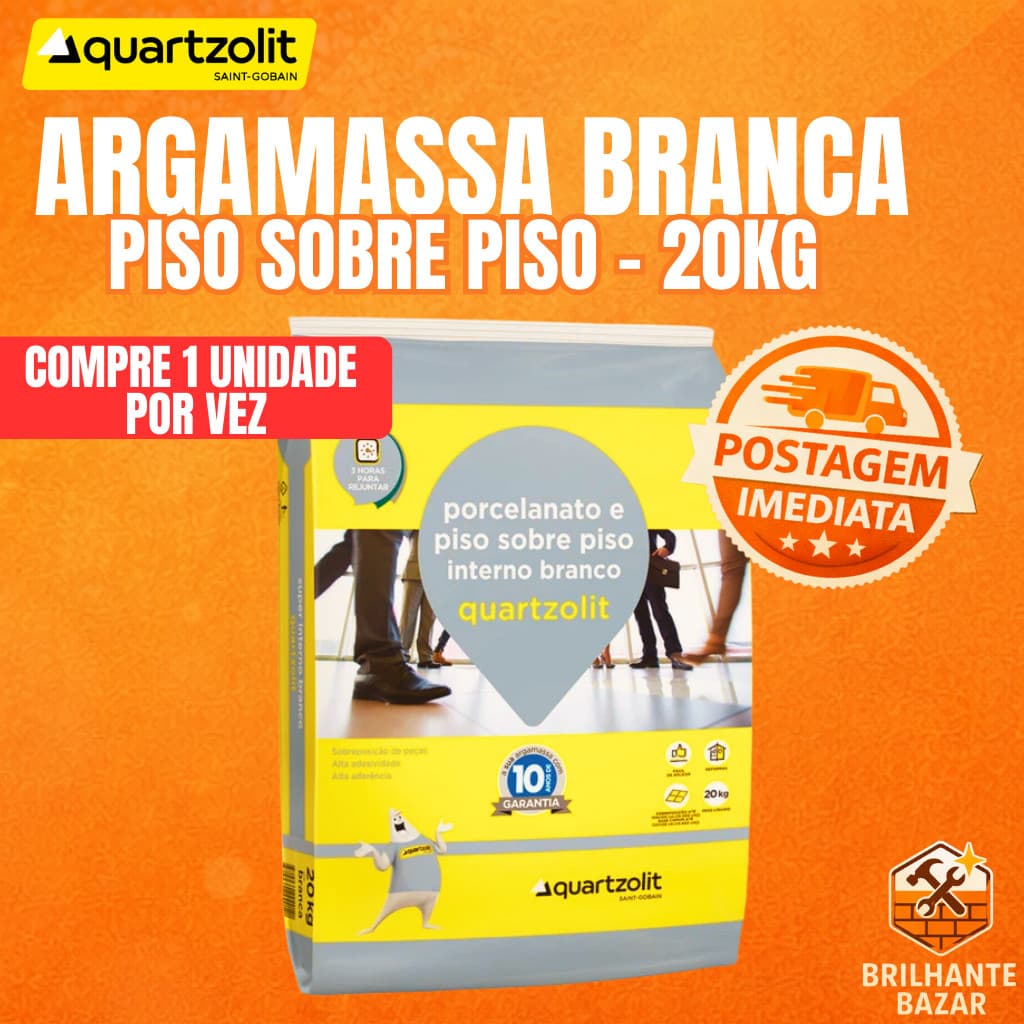 Argamassa Porcelanato Piso sobre Piso Interno Branco Quartzolit