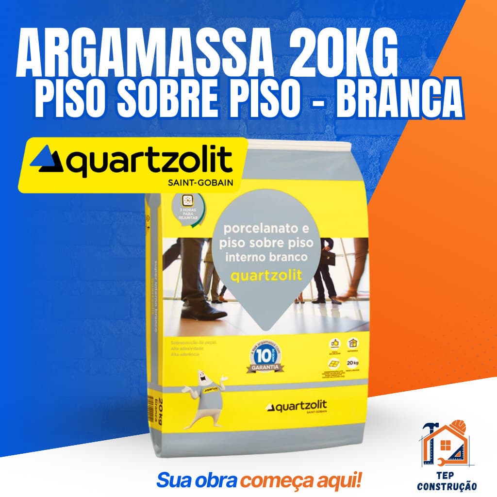 Argamassa Porcelanato Piso sobre Piso Interno Branco Quartzolit