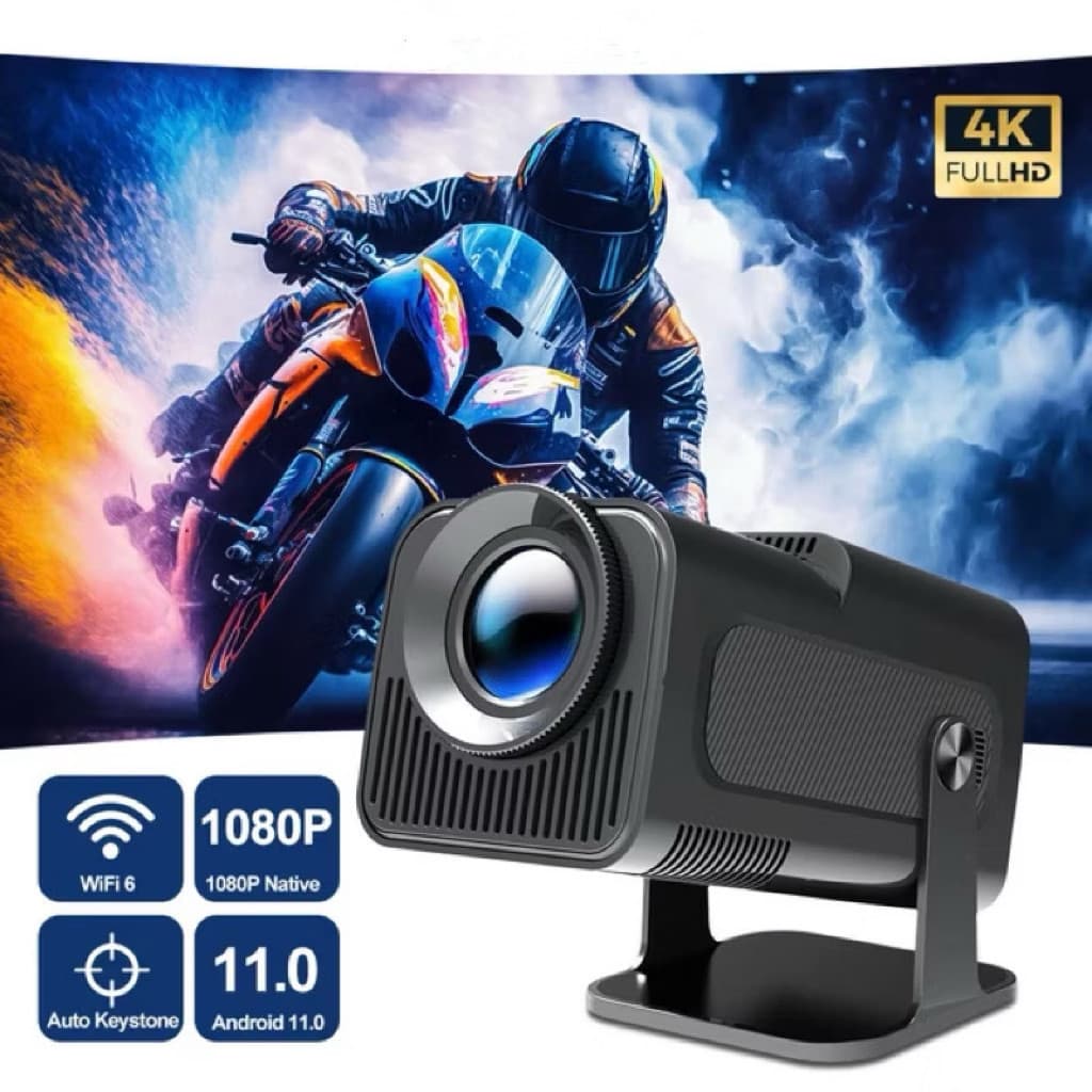 Mini Projetor HY320 Portátil Full HD 1080p | Compatível 4K, Bluetooth, HDMI, USB | Cinema em Casa com Alto-Falante Integ