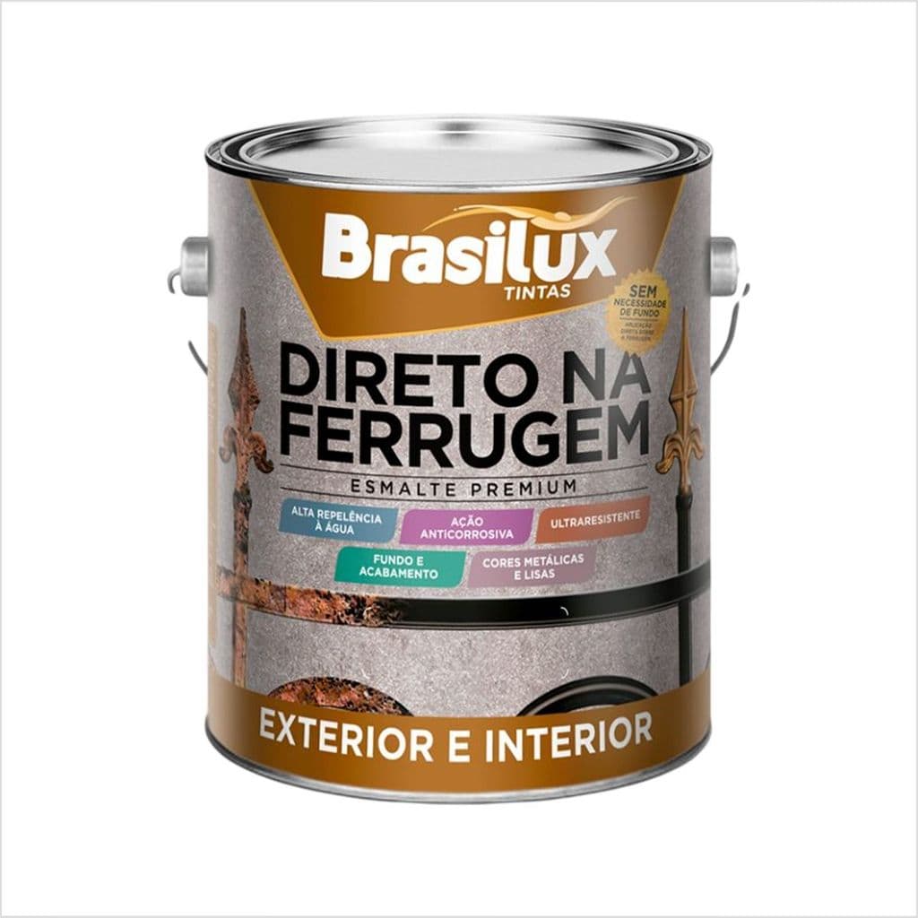 Tinta Metais Direto Na Ferrugem 3,6 Litros Tinta de Madeiras Para Portas Brasilux Tinta Esmalte