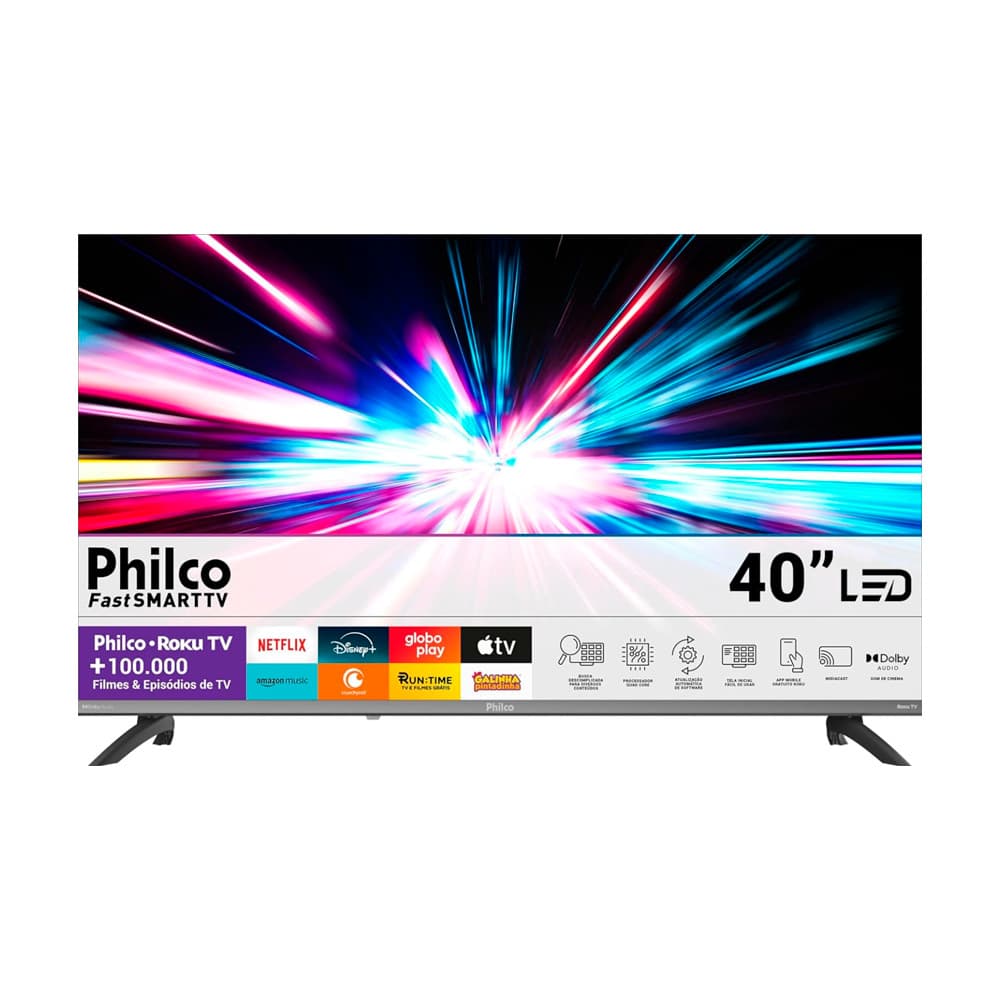 Smart Tv 40'' Philco Roku Tv Hdr10 Dolby Áudio P40cra

