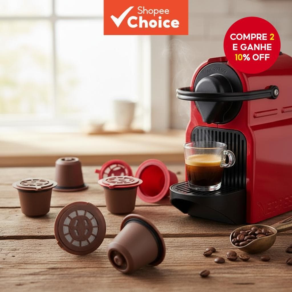  6PCS Cápsulas Reutilizáveis Compatíveis com Nespresso para Máquinas de Café, Cápsulas Reutilizáveis de Espresso com