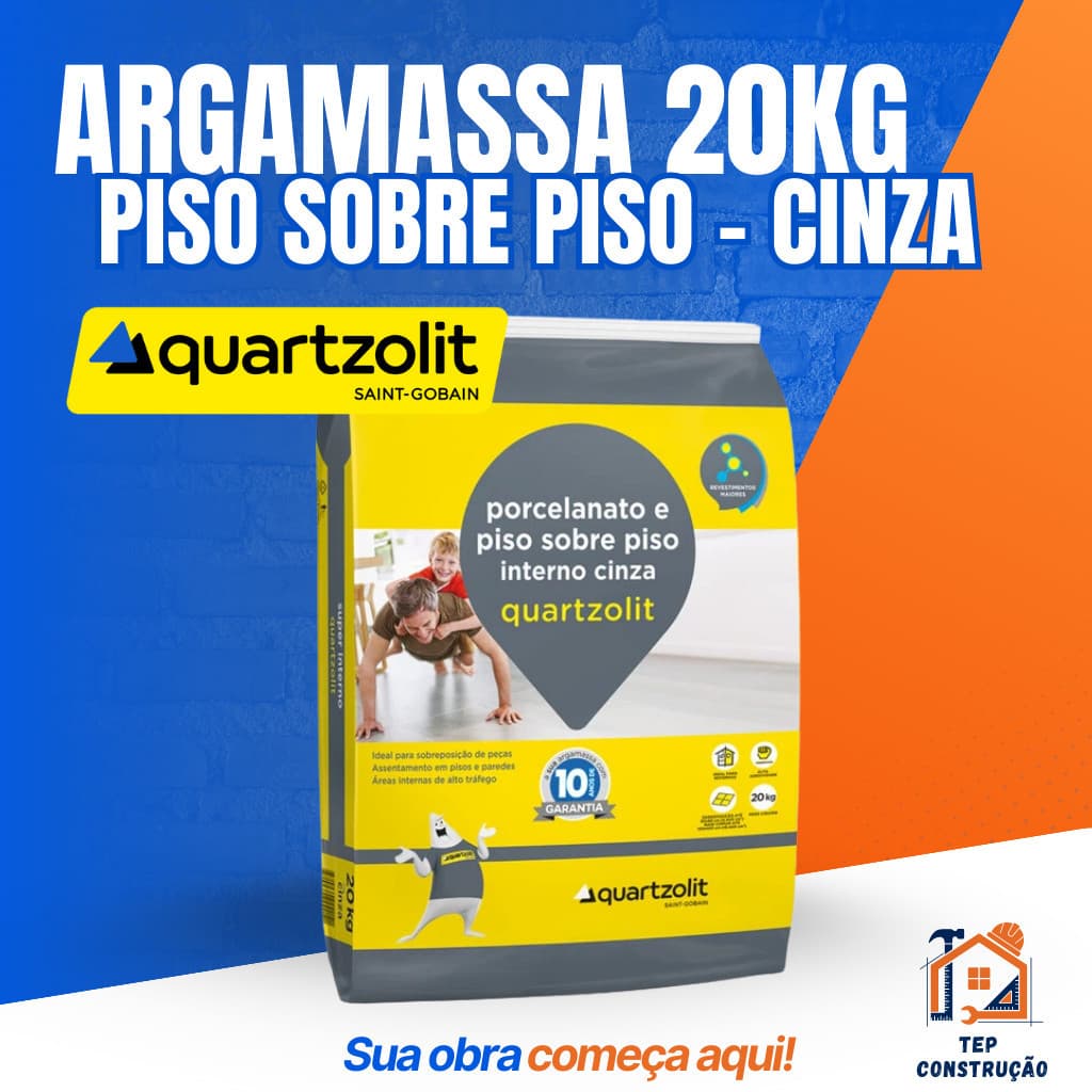 Argamassa Cimentcola Porcelanato Piso Sobre Piso Interna Cinza 20kg Quartzolit