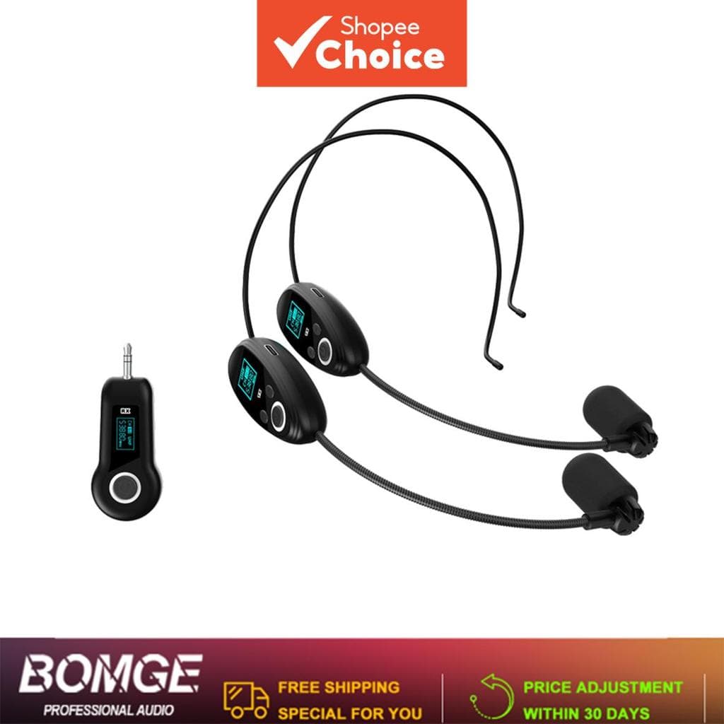  WTU-008 Microfone de cabeça sem fio, microfone recarregável sem fio com receptor para caixas de som, professores, guias