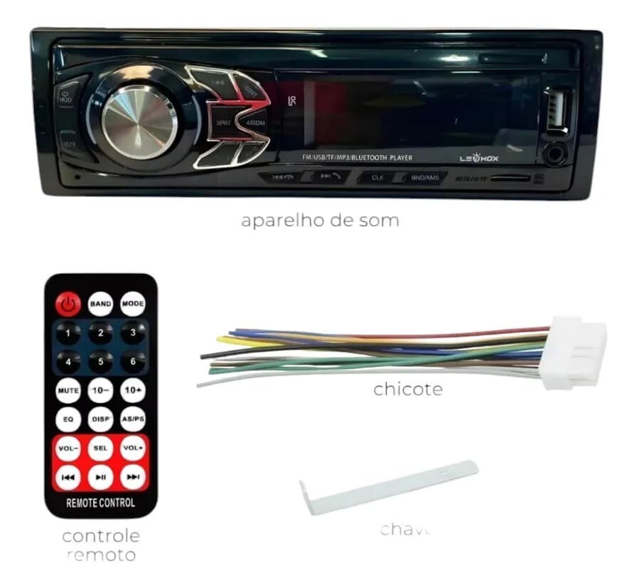 Rádio Bluetooth Similar Pioneer Comando de Voz Automotivo USB Som Mp3