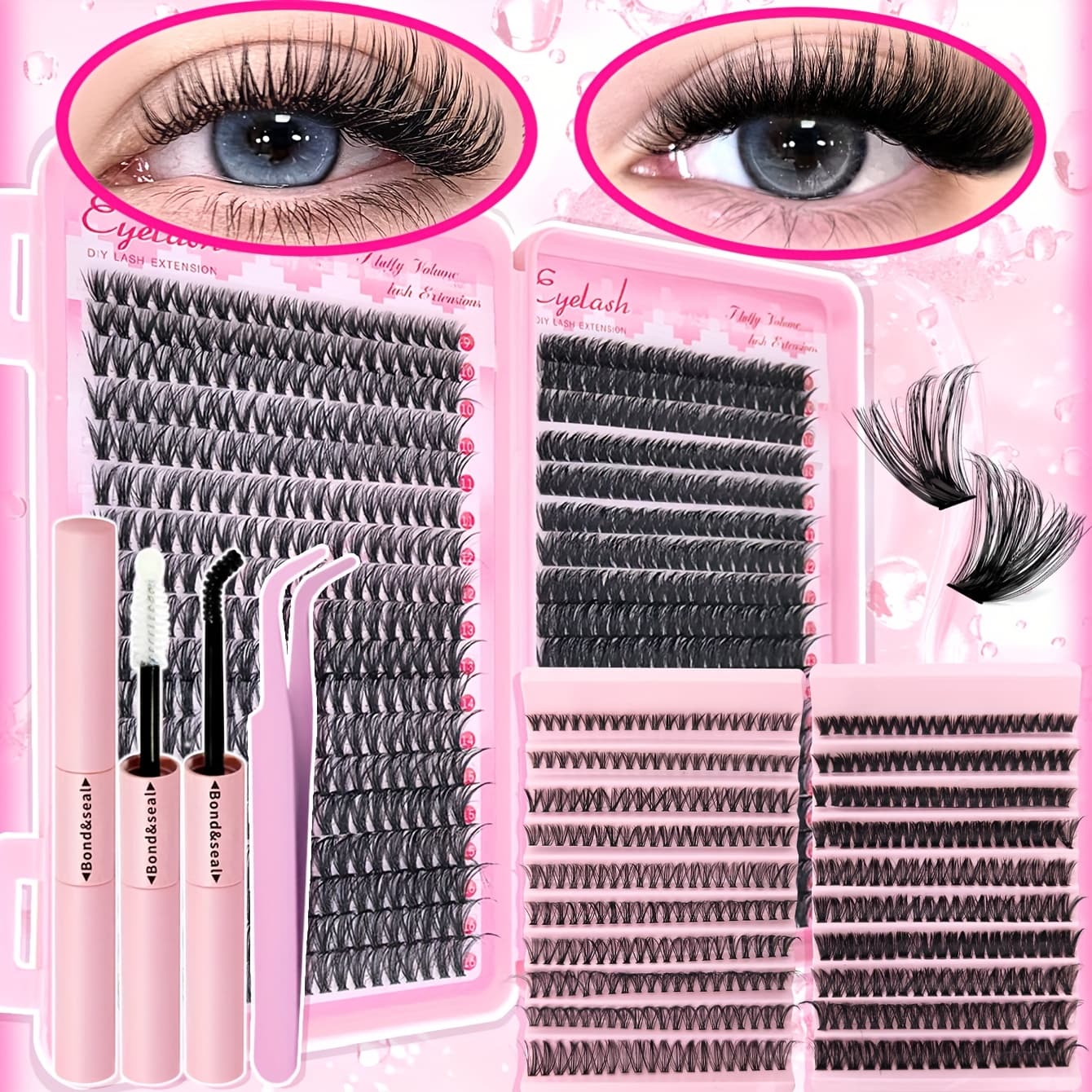 Kit De Extensão De Cílios Único Cd Curvado Com Cola Para , Selante E Pinça 8-16MM