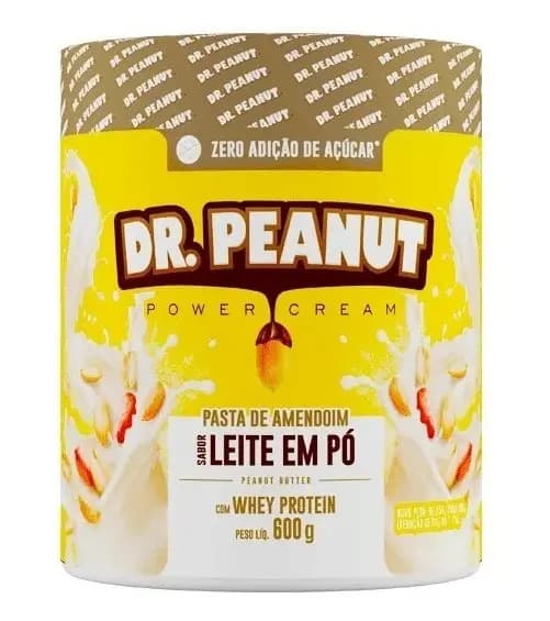 Pasta de Amendoim Dr. Peanut 600g Sabor Leite em Pó com Whey Protein