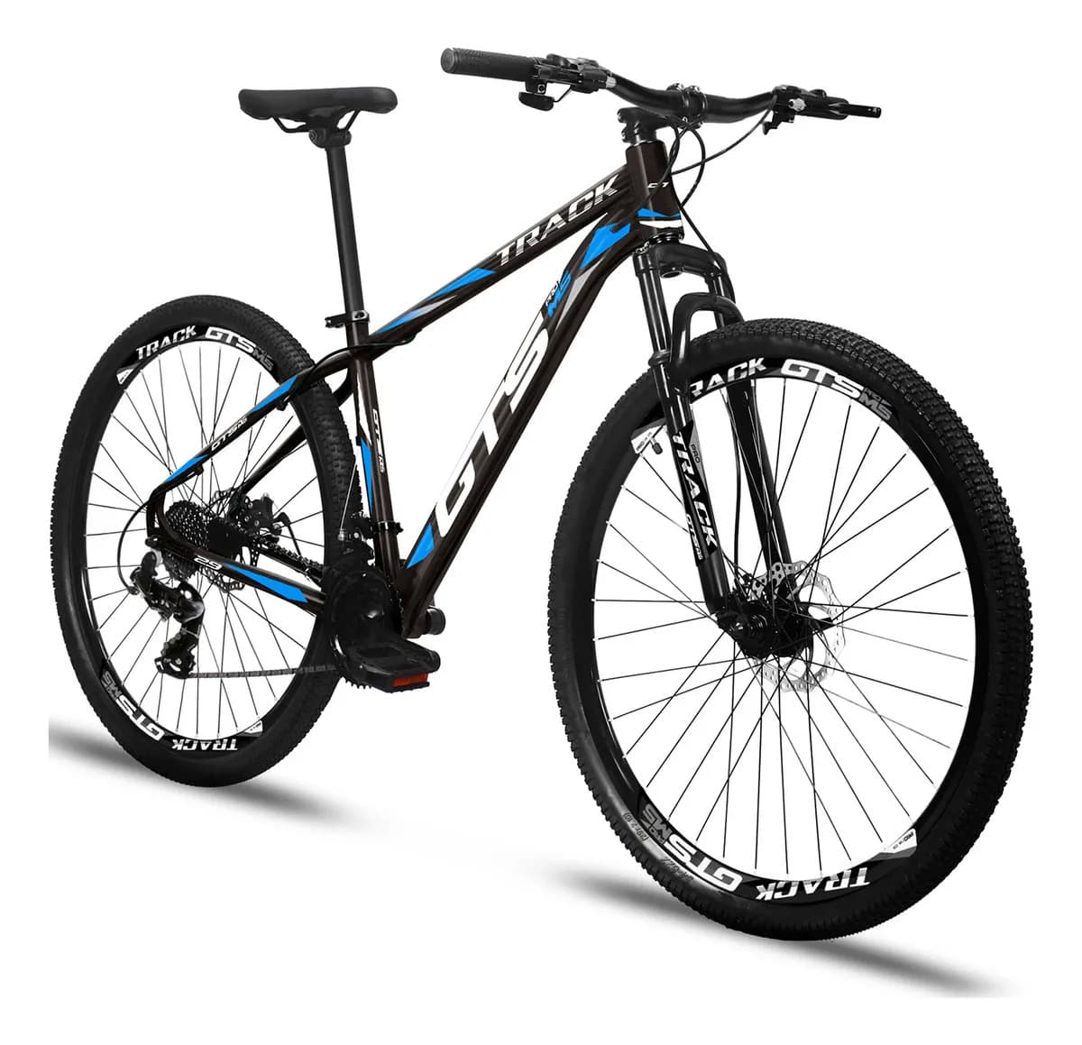 Bicicleta Aro 29 Gts Pro M5 Track 24 Marchas Freios A Disco Cor Preto E Azul Tamanho Do Quadro 21