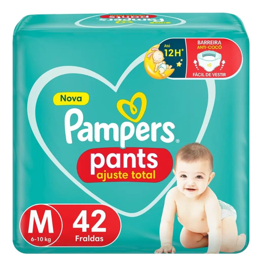 Fralda Pampers Pants Ajuste Total Mega Tamanho M 42 Unidades