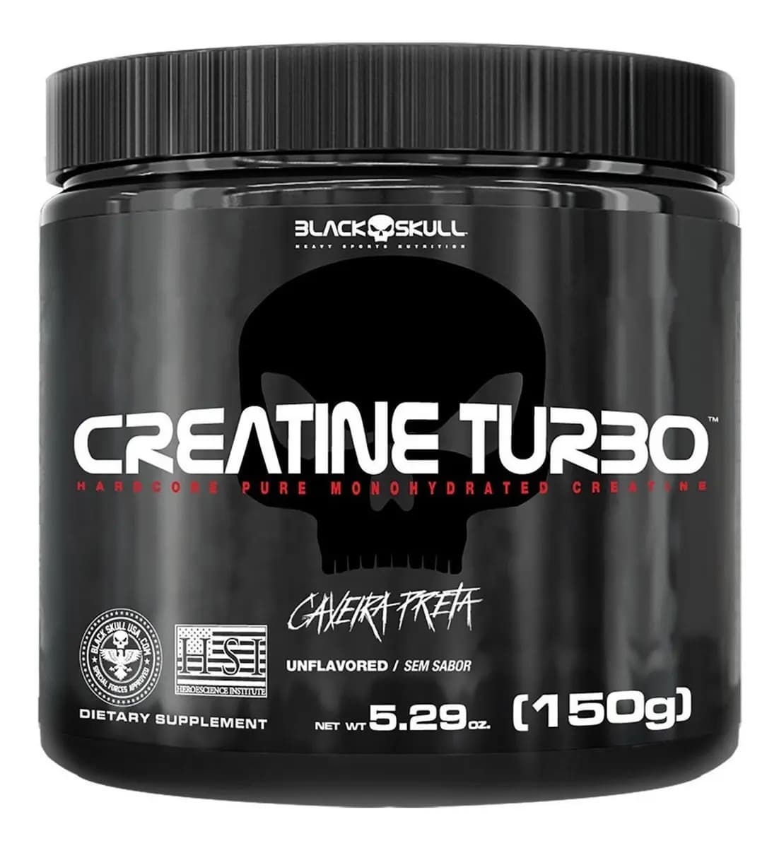 Suplemento em Pó Creatina 150g Black Skull Turbo Caveira Preta Sabor Sem sabor